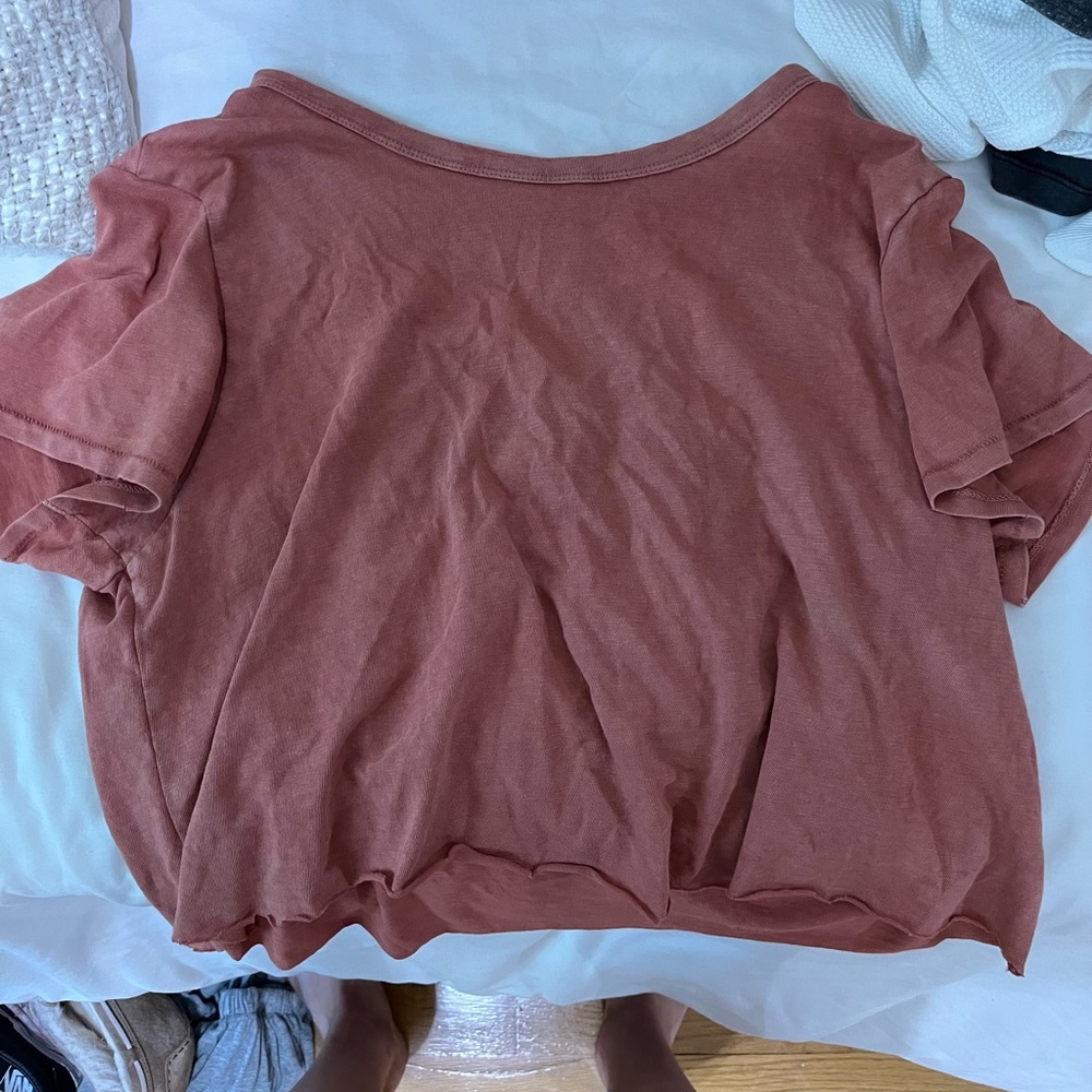 Self cropped aerie coral top
